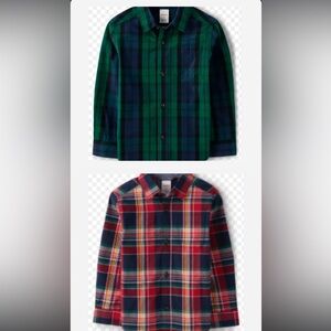 Gymboree Bundle, Two Plaid Button Downs, Green\Blue and Red, Size 18-24 Months
